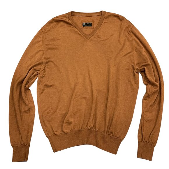 Allen Edmonds Italian Wool V-neck Sweater, Golden Brown, XL - Picture 1 of 7